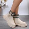 Fashion New Patchwork Pu Leather Ankle Boots Women Fashion Chunky Platform Chelsea Boots Woman Elastic Knitted Short Booties