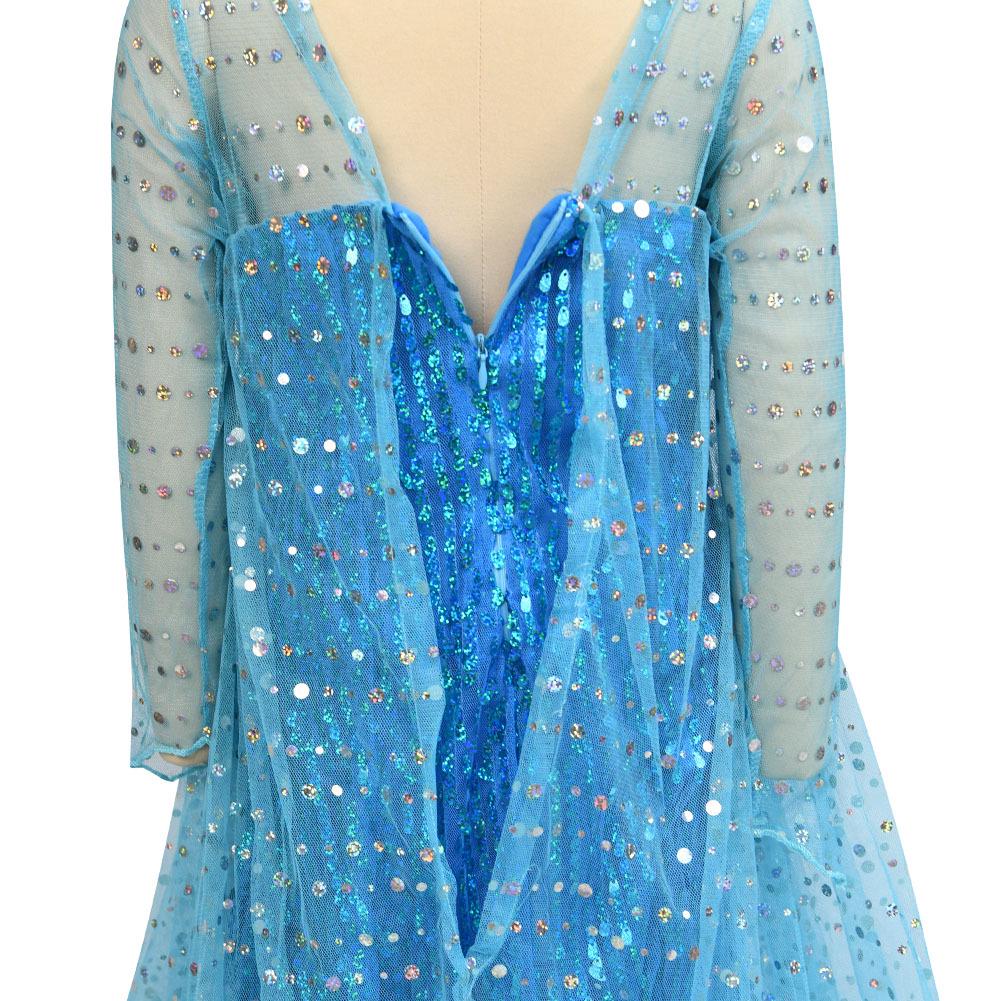 Frozen Girls' Elsa Sequin Mesh Long-Sleeve Formal Dress