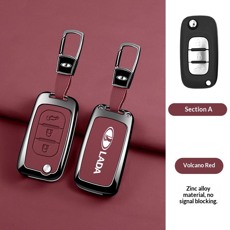 Zinc Alloy Leather Car Key Case Key Case LADA Vesta Granta XRay Kalina Priora Sedan Sport Key Case Folding Key Car Key Case