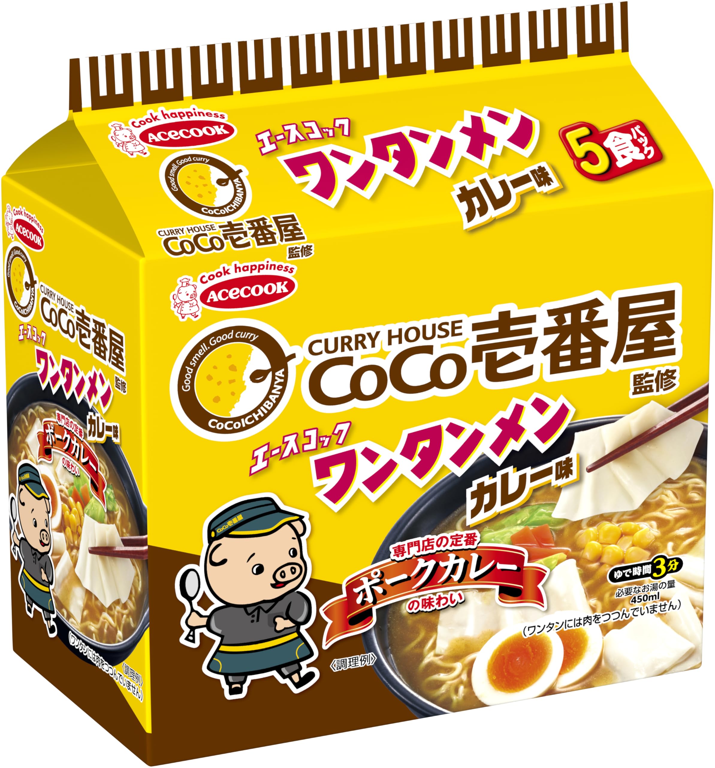 Acecook Wontonmen COCO Ichibanya Supervised Curry Flavor x 6 packs (Bag) 5-pack