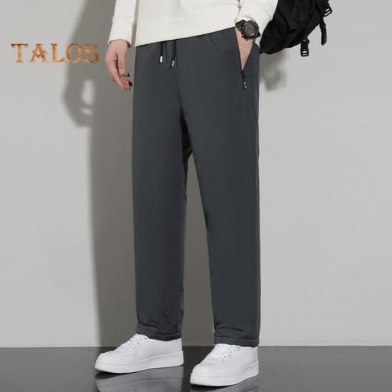 Zima Muži středního věku Kalhoty Zesílený fleece Stahovací šňůrka Pružný pas Velká velikost Udržování tepla Kapsy na zip Jednobarevné Teplé Sport Cestování Práce