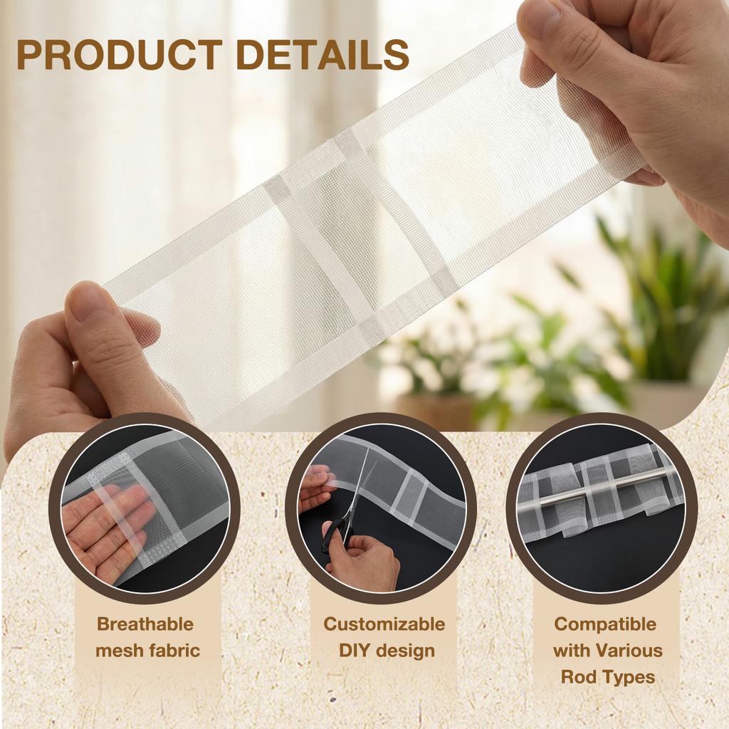 1Roll Curtain Pleat Tape 10.9 Yards Translucent Pleated Curtain Rod Tape Nylon Pleating Tapefor Curtains Used to Make Home Decor