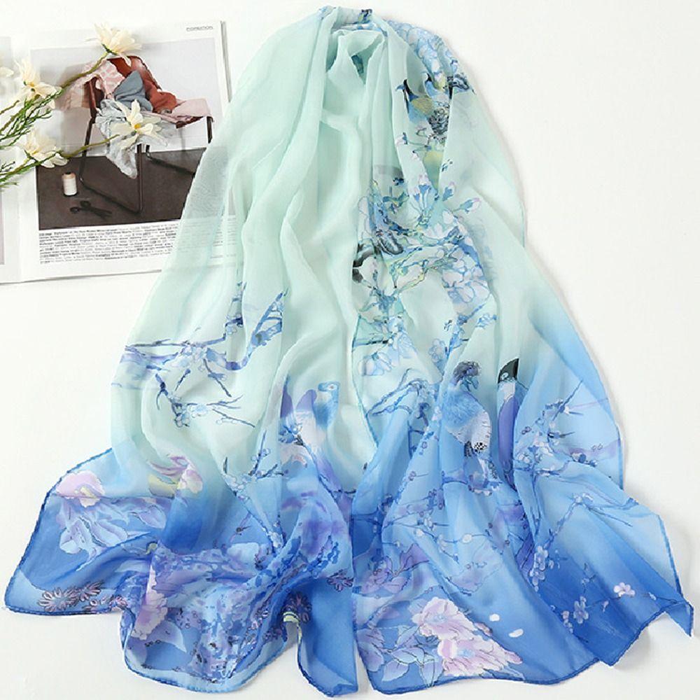 Sunscreen Chiffon Scarf 160*50cm Shawl Silk Fashion Beach Gauze Scarf  for Women