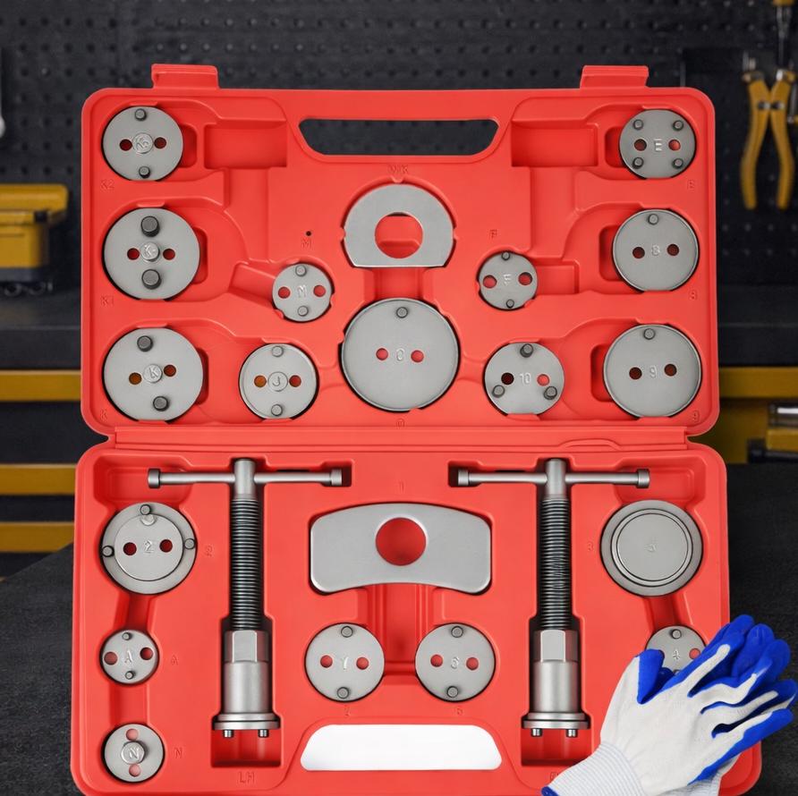 22-Piece Brake Caliper Piston Retractor & Pad Removal Tool Set for Auto Repair