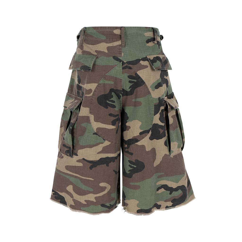 BeatStreet Camouflage Cargo Cropped Shorts for Men Wide Leg Patchwork Baggy Summer Shorts Oversized Loose Over Knee Pants