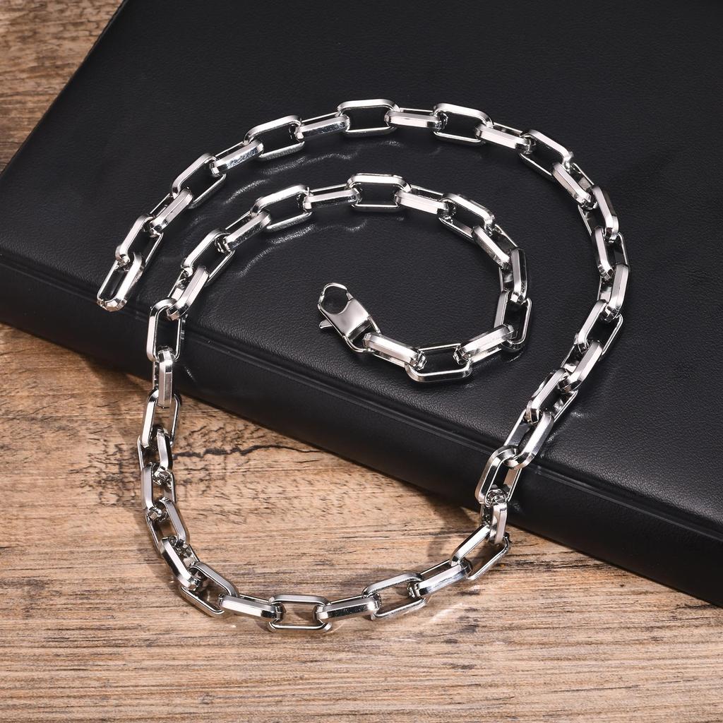 Vnox Mens Chunky Heavy Rectangular Chain Necklaces, Hiphop Punk Never Fade Steel Chain Collar Chokers, Men Women Unisex Jewelry