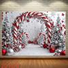 2D Flat Candy Cane Christmas Backdrop Cloth for Xmas & Holiday Themed Photoshoot Decor