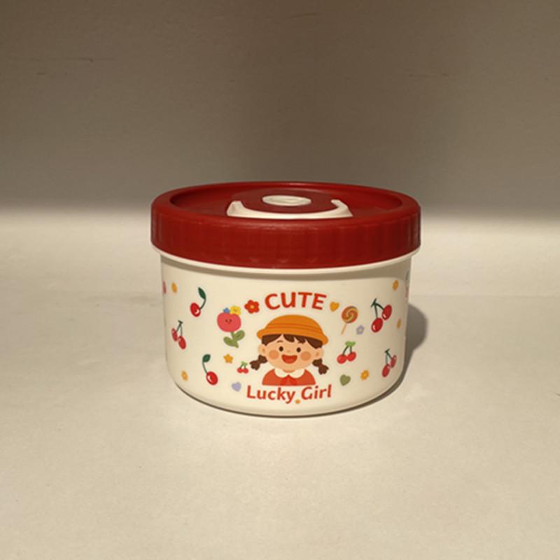 

Stainless Steel Cherry Girl Lunch & Bento Box with Lid - Sealed & Fresh-Keeping for Students & Office Workers Round Integrated Version A