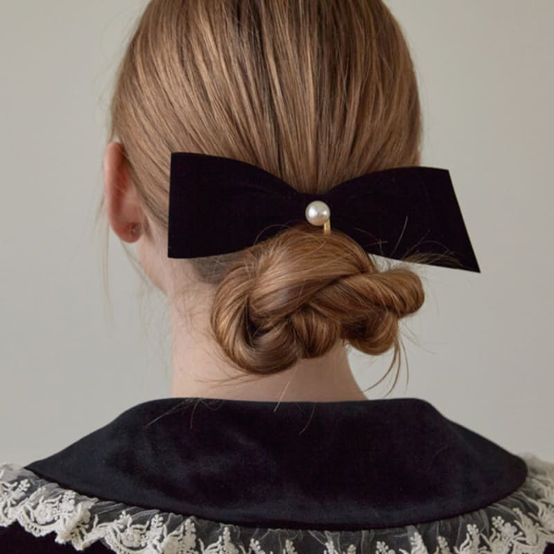 

Jean Paul Clarisse Pearl Ribbon Hairpin JP-22-223AB black