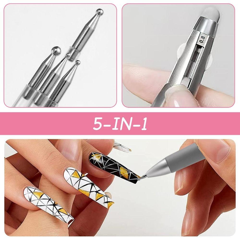 Długopis do zdobienia paznokci 5 w 1 DIY Art Nails Długopis kulkowy do zdobienia paznokci Długopis z kropkami do malowania paznokci Manicure Salon