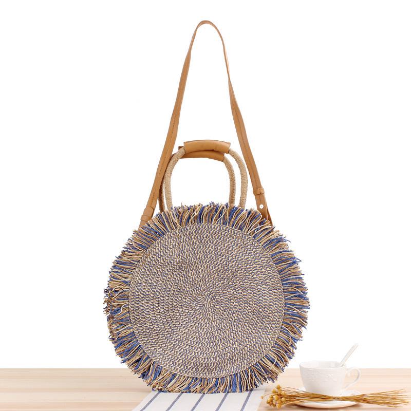

Minimalist Style Handmade Woven Paper Rope Bag - Dual-Use Handbag & Shoulder Bag синий