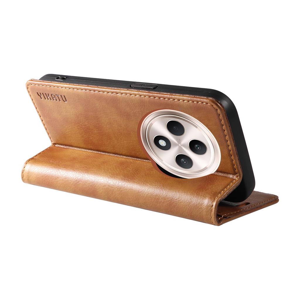 For Oppo Reno12 F 4G Case Wallet Litchi Grain Leather Phone Cover Magnetic Auto-Absorbed