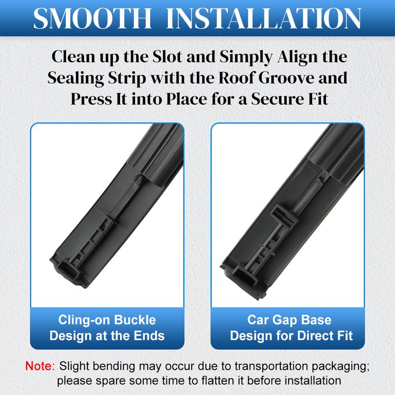 For Toyota Sequoia 2008- Pair Left Right Car Roof Drip Finish Moulding Seal Strips Trim Black Rubber 75551-0C080 75552-0C080