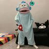 Whimsical Fish & Hanton Couple Pajamas - Unisex Winter Coral Fleece Funny Cartoon Loungewear