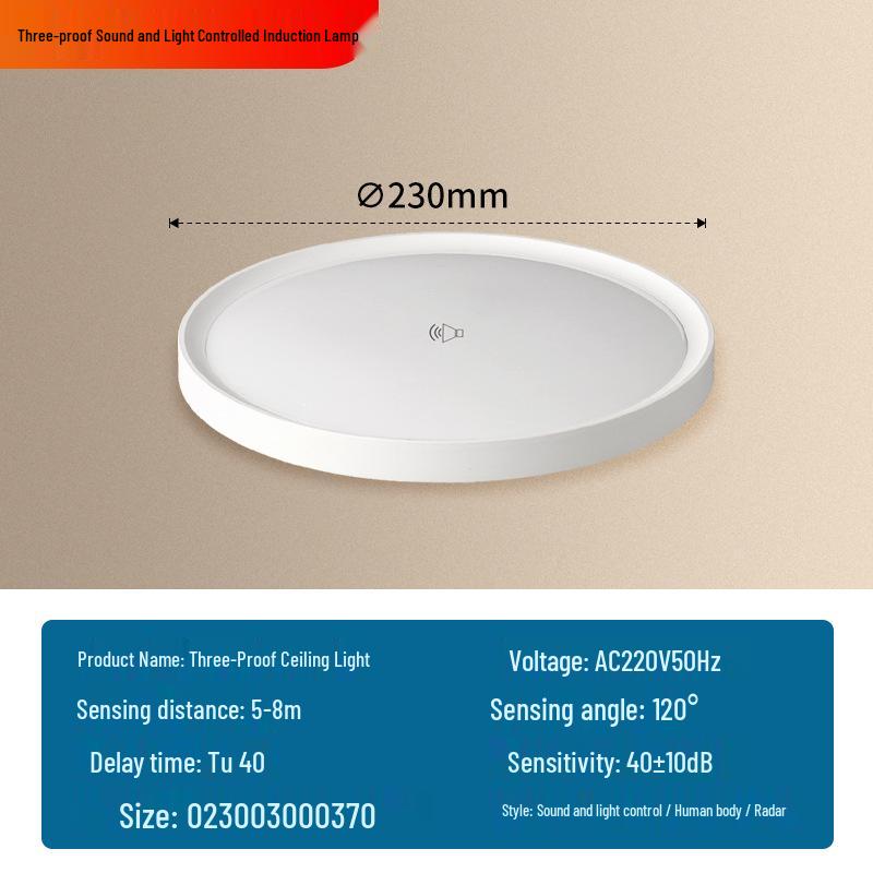 Ultra-Thin LED Radar Ceiling Light with Motion Sensor for Stairwell and Hallway