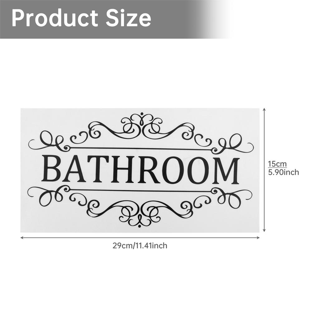 Abnehmbare Schwarze Selbstklebende Türaufkleber für Badezimmer Wäschekammer Vorratsraum Moderne Typografie Wandkunst