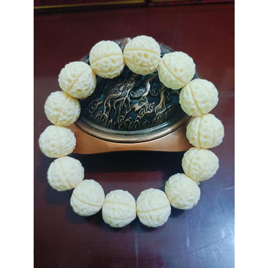 

Фрукты цвета слоновой кости, резные, золотые, 15*14 мм, бусины-бочонки, нити, семена бодхи, четки из кокосового дерева, ювелирные изделия