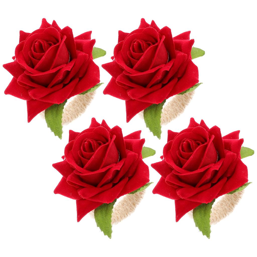 4pcs Napkin Rings Flower Napkin Holder Dinner Table Decor Decorative Buckle For Wedding Party Tea Party Home Supplies