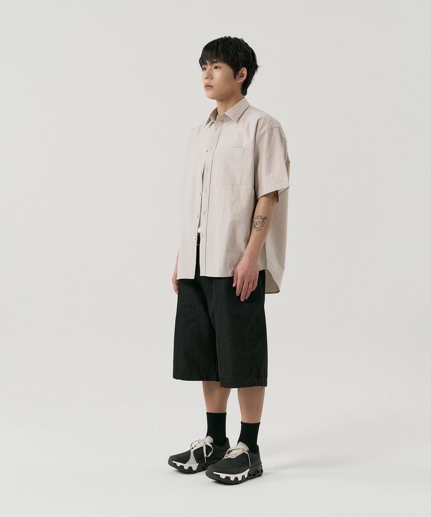 GNOK Cotton Oversized Short Sleeve Shirt [Beige]