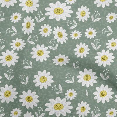 Cotton Flex Dusty Green Fabric Florals Sewing Material Print Fabric By The Yard 40 Inch