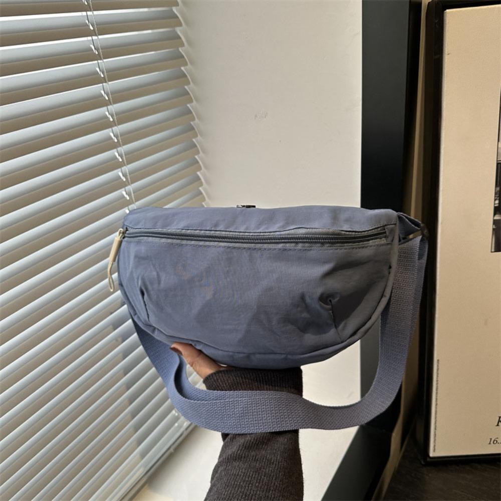 

Large Capacity Oxford Cloth Crossbody Bag Wide Shoulder Strap Dumpling Bag Travel синий