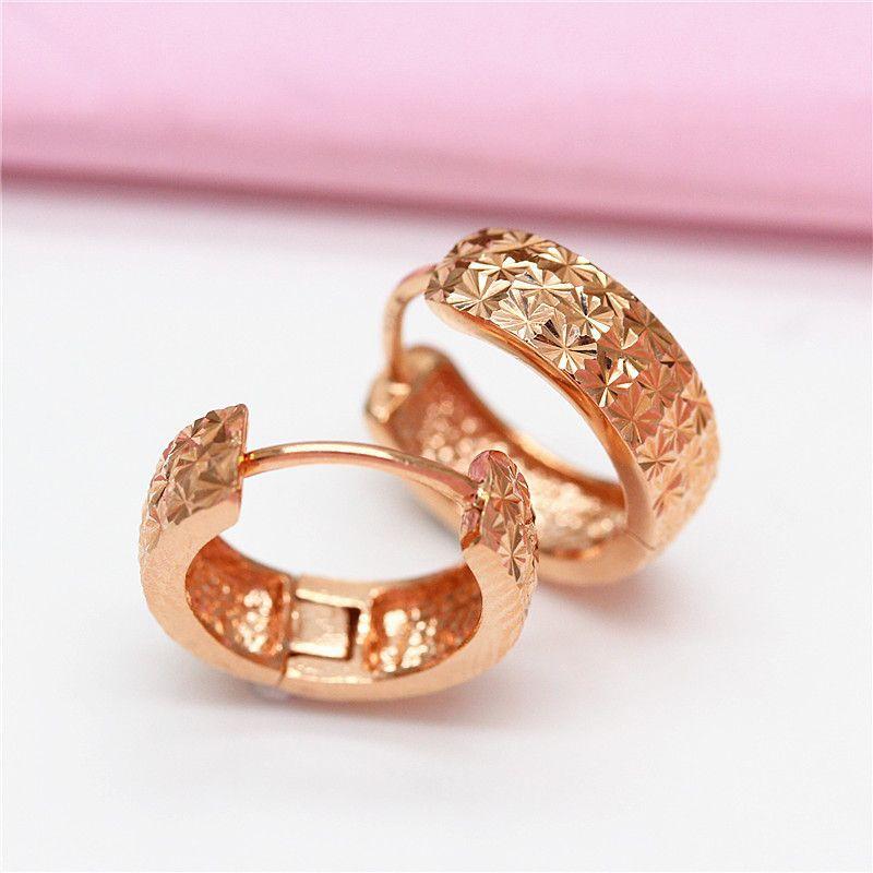 Purple Gold Car Flower Gypsy Earrings Rose Gold Plated Circle Double Row Earrings Shiny Jewelry Women (pair of rose gold plated)
