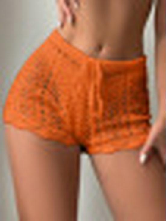 2025 Zomer Dames Effen Kleur Gebreide Strand Bikini Broek