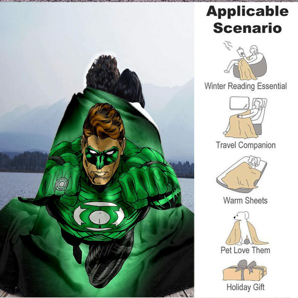 1pz Coperta Anello Lanterna Verde Fibra di Poliestere, Comfort per Tutte le Stagioni per Divano, Letto, Ufficio, Auto, Campeggio, Ideale Decorazione per la Casa e Regalo, Comfort per l'Ufficio