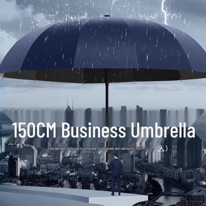 Twelve-Bone Large Folding Men's Umbrella with Custom Logo for Rain or Shine, Dual-Use Sunshade and Parasol.