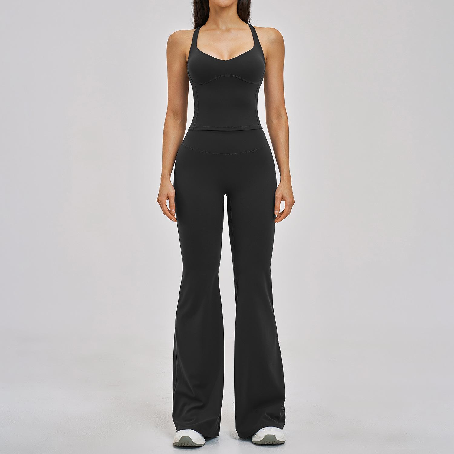 Women s Brushed Fleece Yoga & Pilates Sportswear Set - Cross Back, Shockproof Fitness Wear 2546 XL