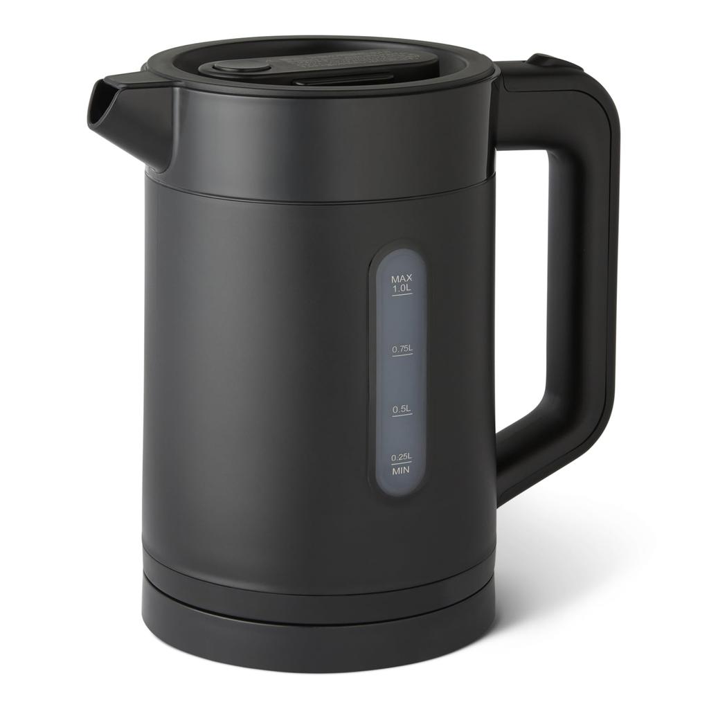 Amazon Basics Electric Kettle with Removable and Black 1.0L Lid, Spill-Proof Lock, Boil-Dry Protection, 1250W,
