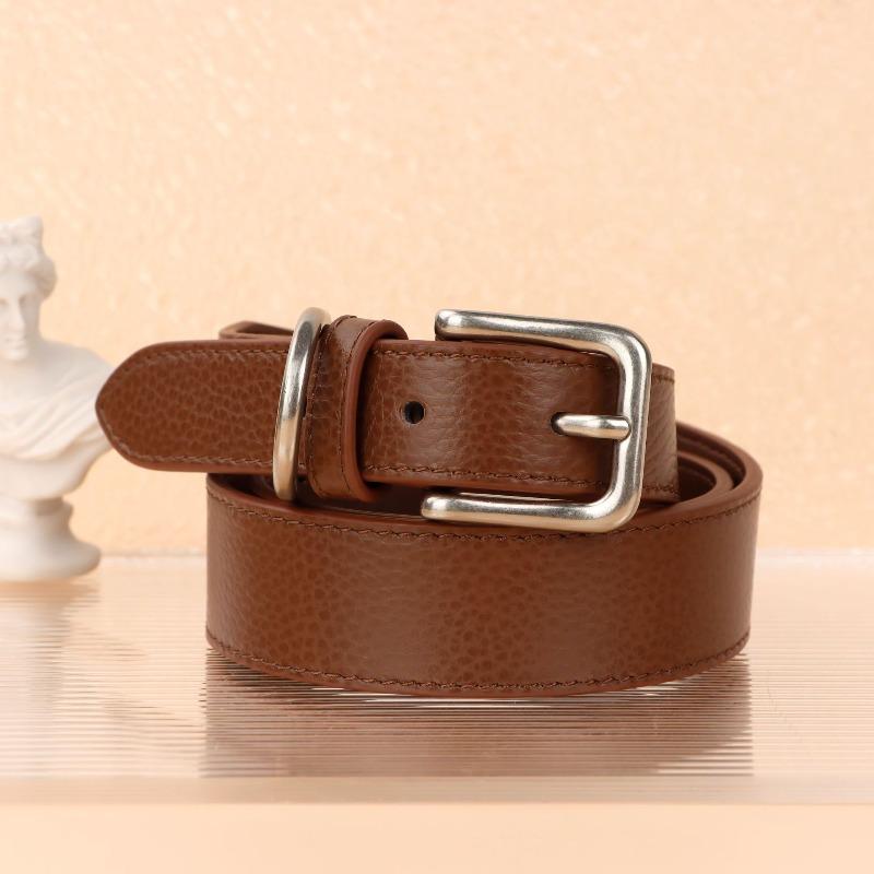 Meier First layer cowhide green black brown girdle genuine leather pebbled belt wide belt
