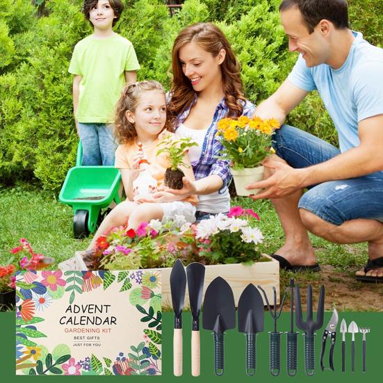Advent Calendar Gardening Tool Set 24 Days Outdoor Planting Tools for Succulents Care Christmas Gift for Plant Lovers