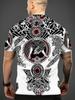 Men's Viking T-Shirt with 3D Viking Print & Nordic Knot Design - Breathable Short Sleeve Round Neck Casual Summer Top, Suitable for Outdoor, Casual