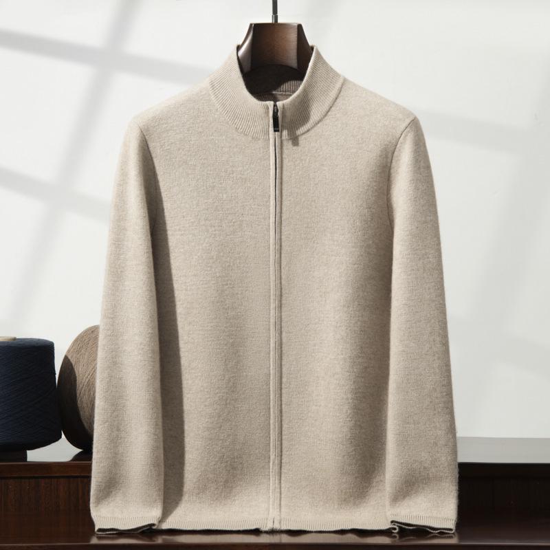 Men's Thickened Cashmere Zip Cardigan - Autumn/Winter Long-Sleeved Knit Sweater