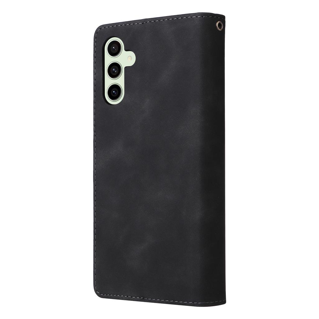 For Samsung Galaxy S25 FE Case Zipper Wallet Multiple Card Slots Leather Phone Cover with Wrist Strap