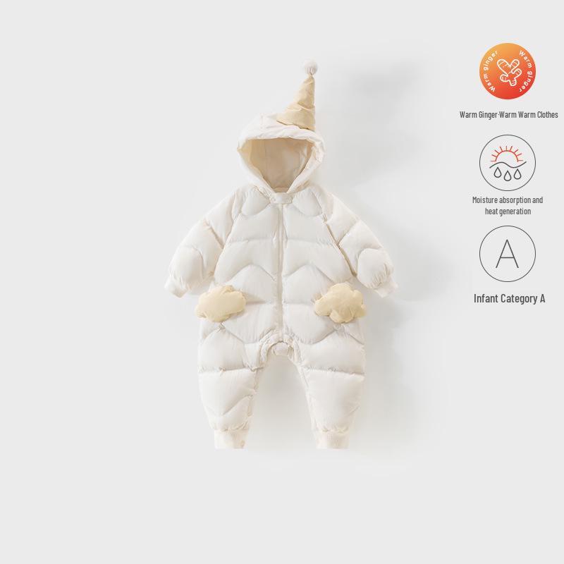 

Infant Autumn/Winter Cotton Jumpsuit: Padded & Thickened Baby Outdoor Jacket for Crawling Toddlers 66cm жовтий