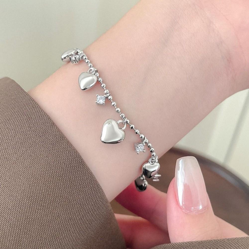 Bead Gold Bracelet Zinc Zinc Alloy Charm Hand Chain Sweet Heart Bracelet Valentine's Day