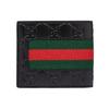 Gucci GG Embossed Black Leather Bifold Wallet With Web Stripe For Unisex Daily Use