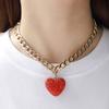 Elegant Heart Pendant Necklace Women Charm Necklace with Chunky Chain Fashion Heart Drop Earrings for Various Occasion