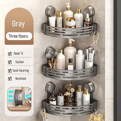 Bathroom Storage Rack No-Drill Corner Shelf with Strong Suction Cups Rustproof Shower Organizer Space-Saving Triangular