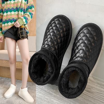 Mode Neuer Schneestiefel-Stil Kurze Winter Wasserdichte Stiefel Damen Echtes Leder Stiefeletten Fellgefütterte Knöchel Warme Flats