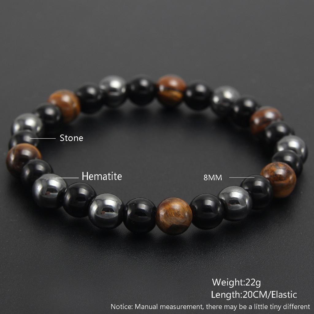 Tiger Eye Natural Stone Beaded Bracelet With Electroplated Finish For Unisex Gift Giving