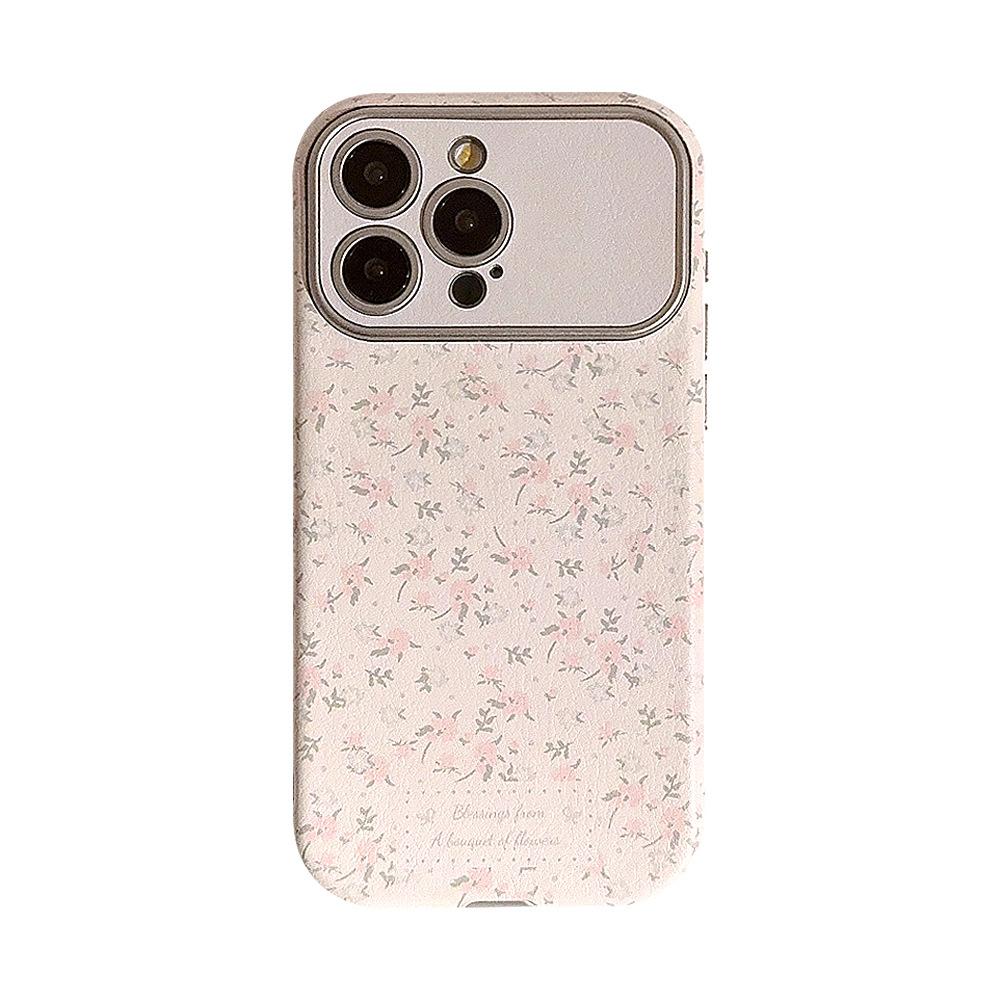 Sweet Little Florals Suitable for Apple 16 Mobile Phone Case 15promax Silver 11 Leather Iphone14 Small Fresh 12