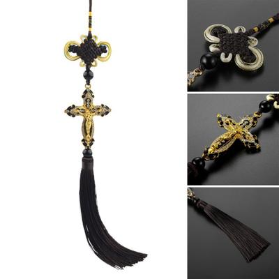 Car Pendant Metal Diamond Cross Jesus Christian Religious Rearview Mirror Ornaments Hanging Auto Car Styling Accessories