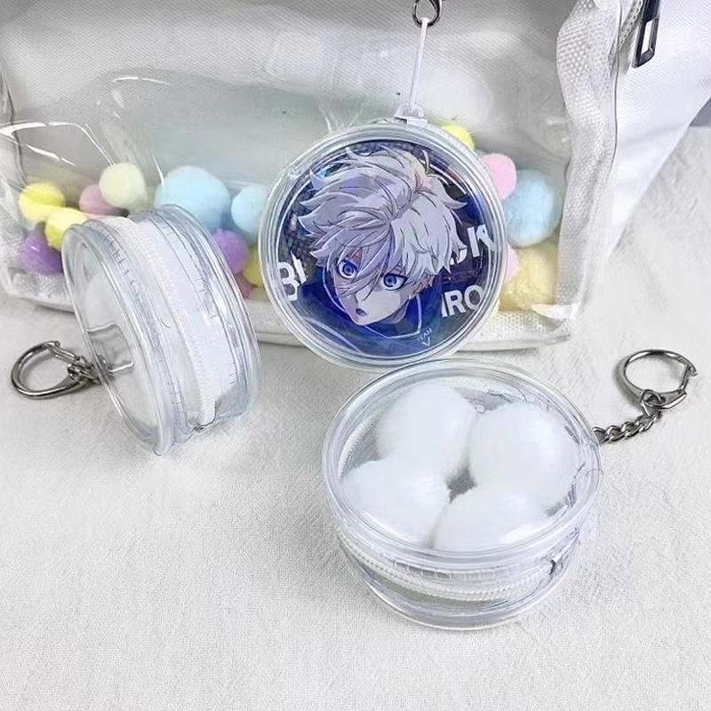 Yuvarlak Şeffaf Rozet Sergileme Çantası Çift Taraflı Rozet Saklama Çantası Ponponlu Rozet Su Geçirmez Sergileme Kılıfı Asılabilir Çanta