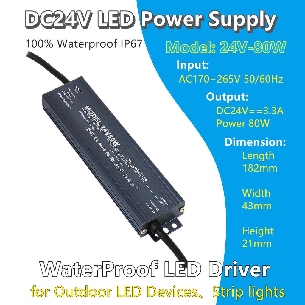 Waterproof 24V LED Driver for Outdoor Strips
