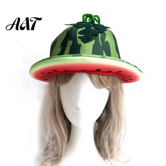 Eye-catching Themed Party Hat Watermelon Hat, Wide Brim Sun Visor for Costume Parties, Joyful Holiday Event Lightweight Elastic Unisex Headwear Summer