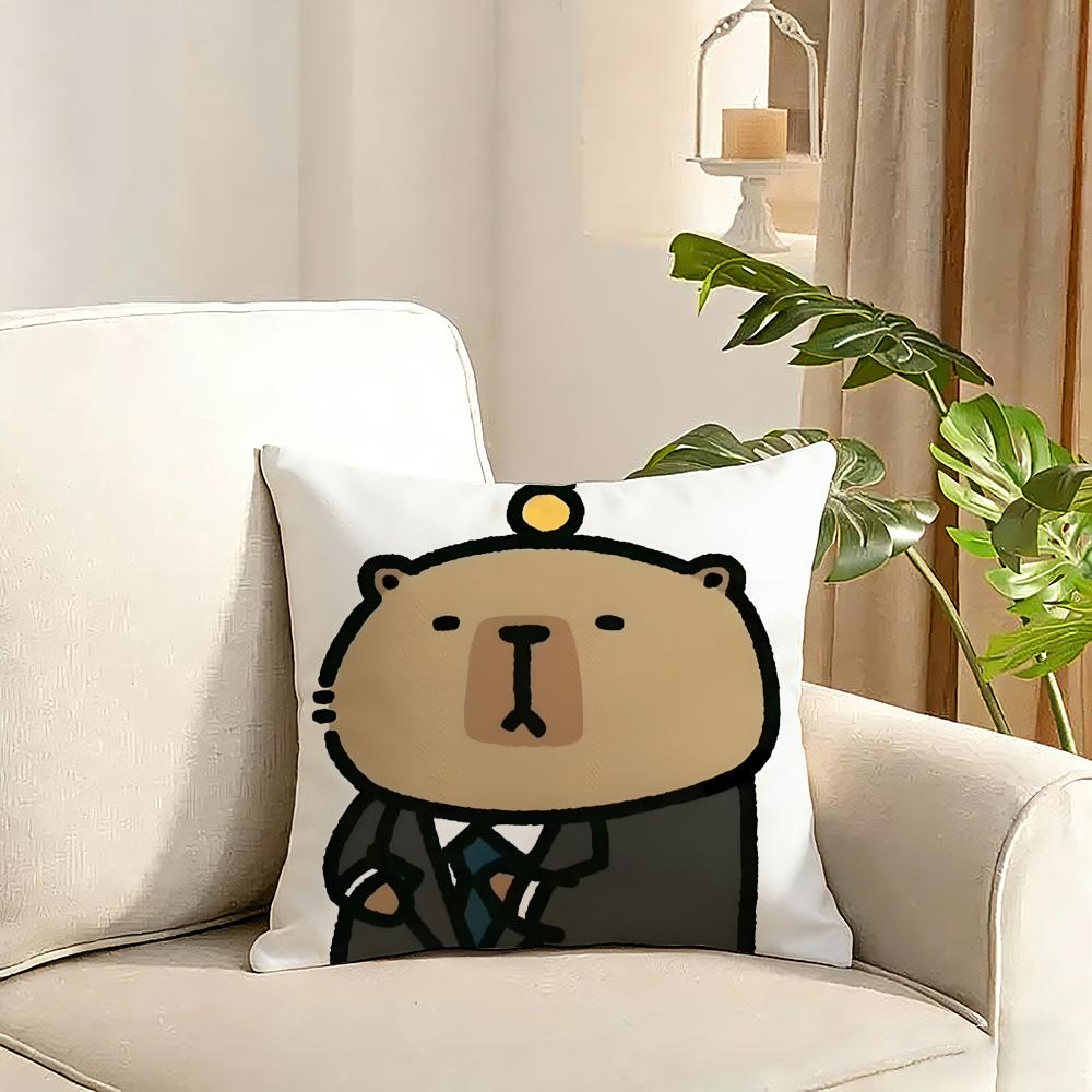Capybara Cushion Cover Reversible Plush Pillow Cover Soft Fluffy Home Decor for Sofa Bedroom