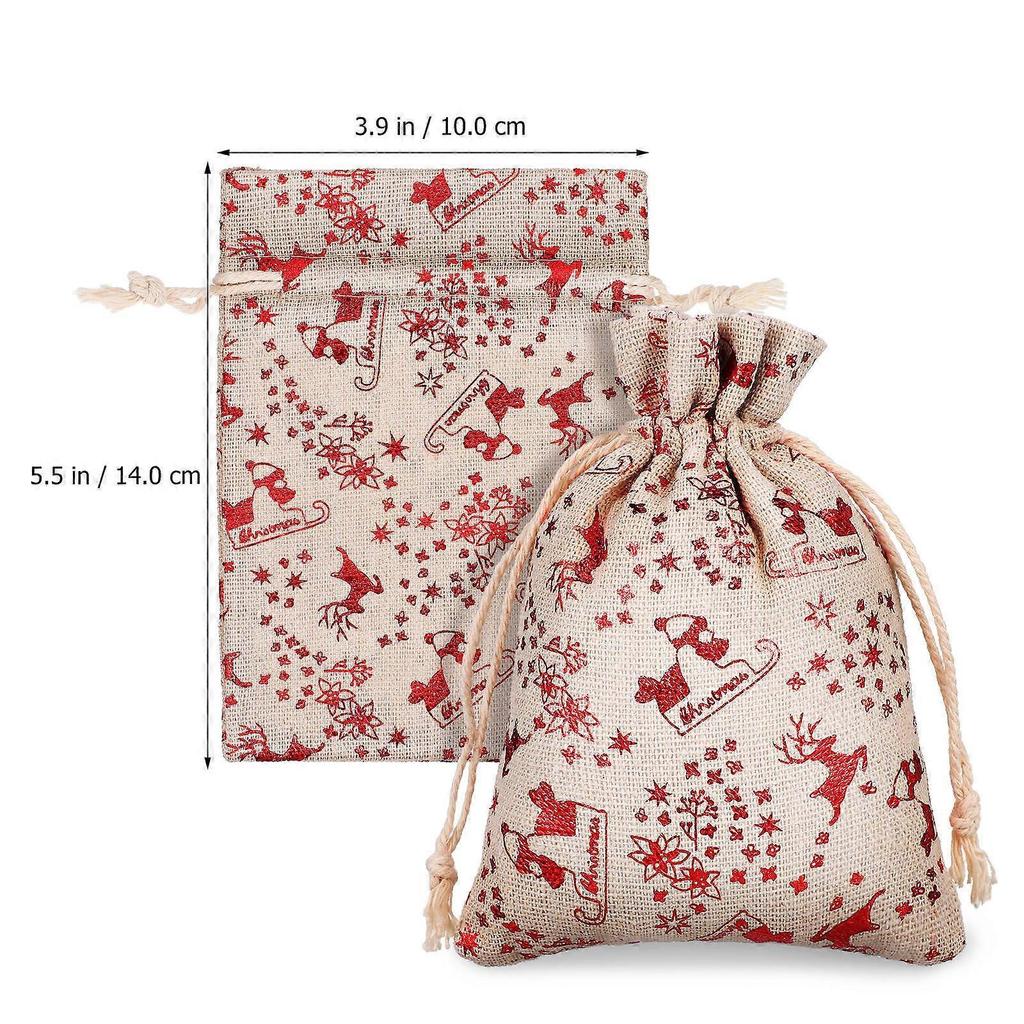 Drawstring Favor Pouches Christmas Candy Bag Assorted Colors Reusable Design For Children 48Pcs